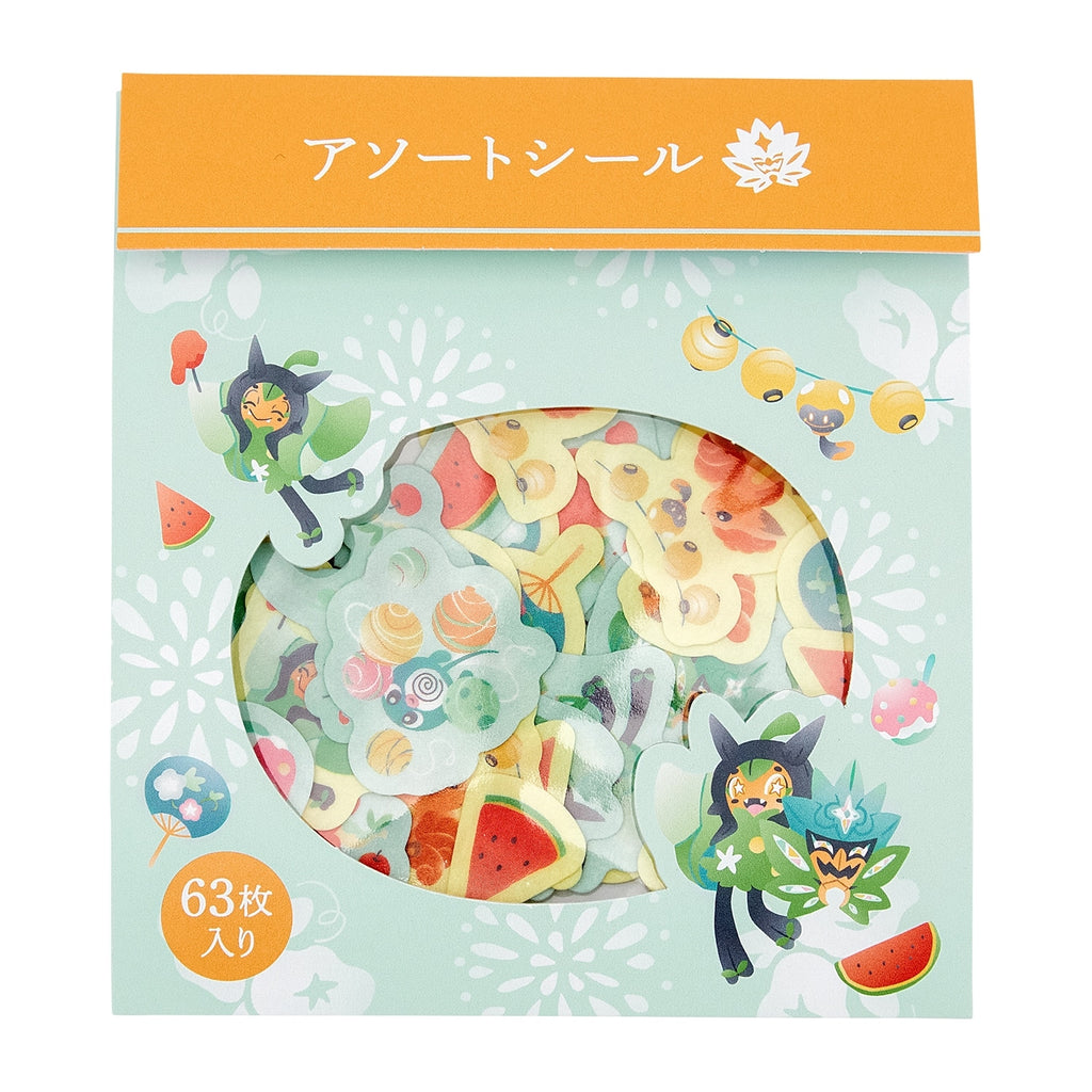 Assorted Pokemon stickers summer festival with colorful characters from Japan