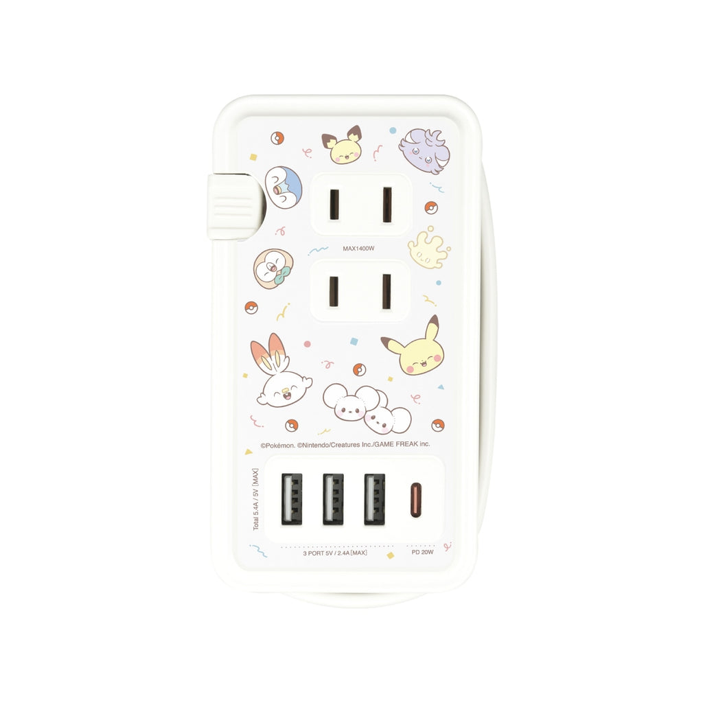 Pokepiece AC tap with USB/USB Type-C white
