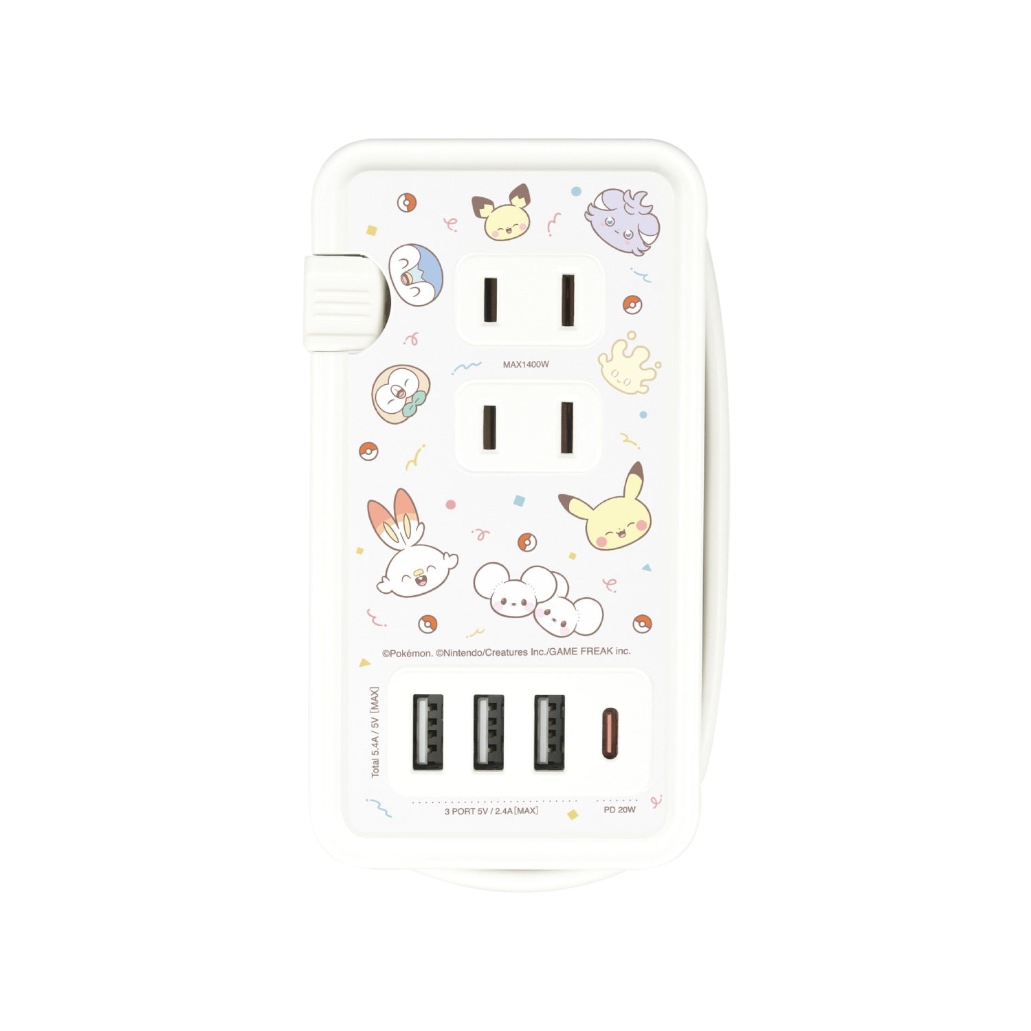 Pokepiece AC tap with USB/USB Type-C white