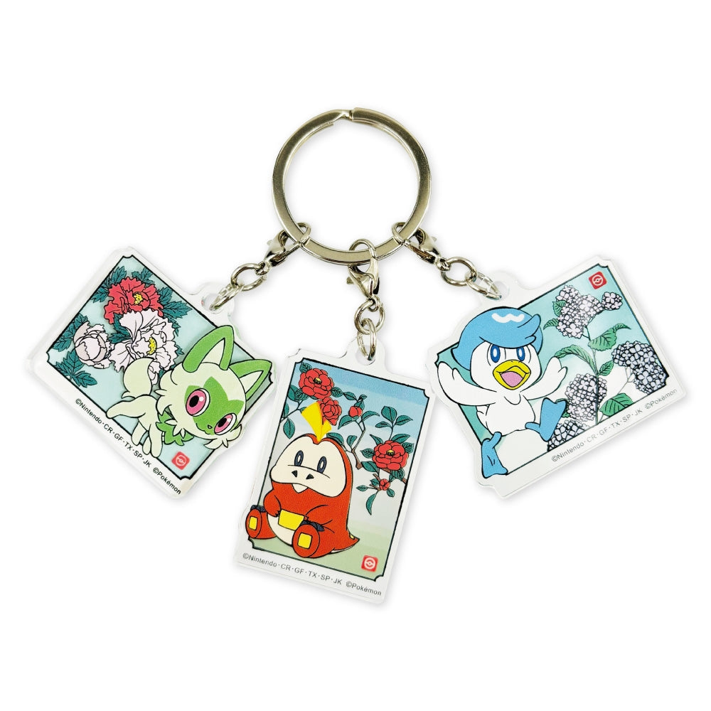 Quaxly keychain with Japanese pattern, 3-row acrylic design from Japan
