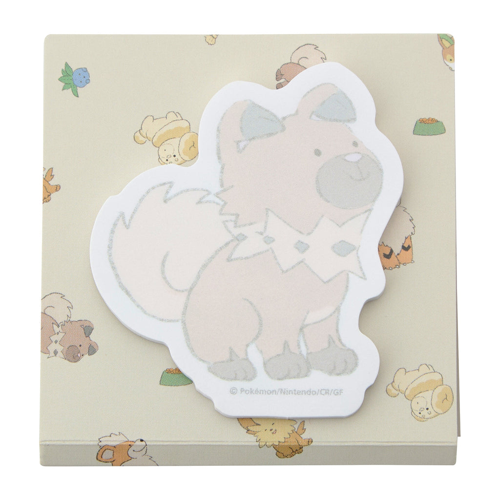 Close-up of Rockruff die-cut sticky note, official Pokemon Center Japan product