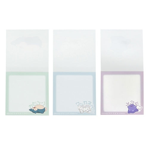 Official Pokemon Center Japan mini memo set with Snorlax, Wakkarat & Metamon characters, sourced from Japan
