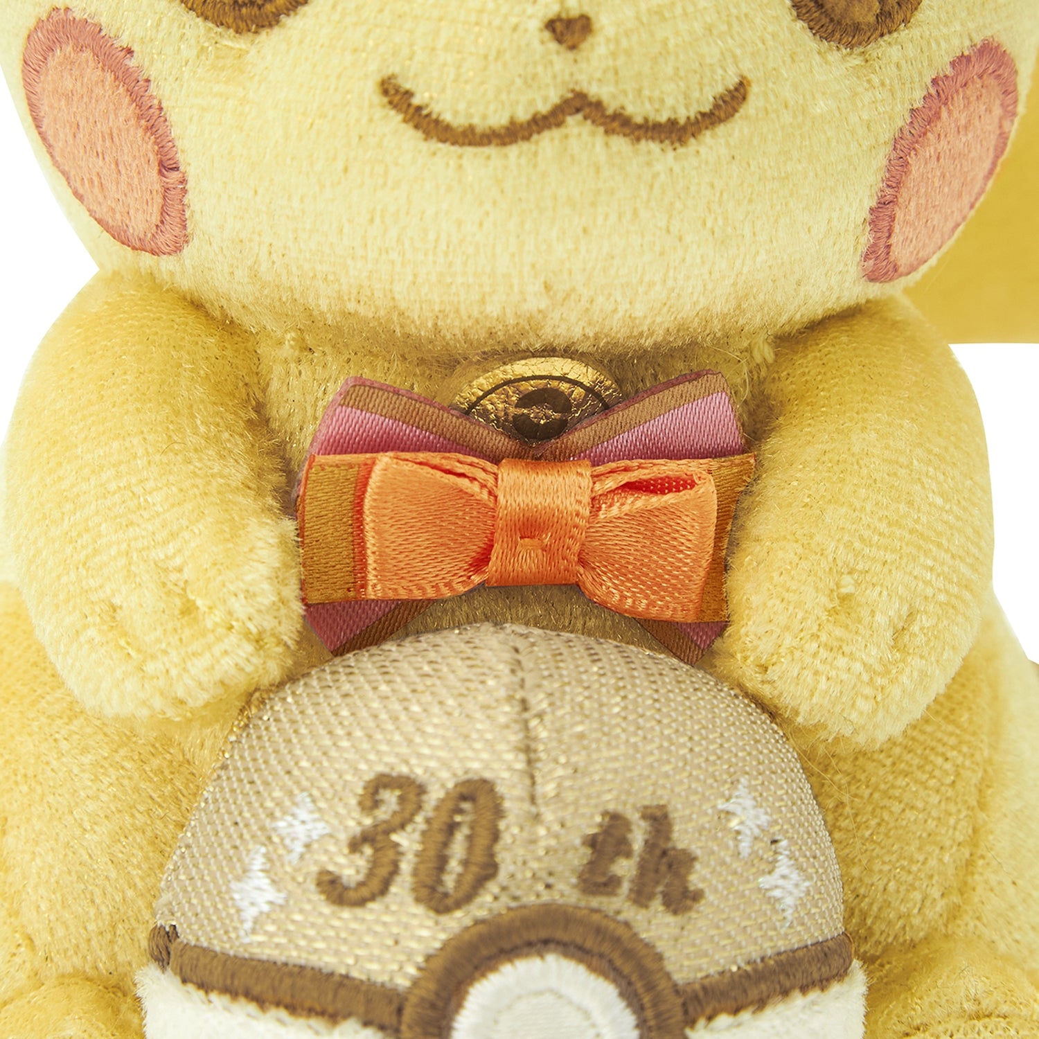 Japanese 30th Anniversary Shiny Pikachu plushie, detailed plushie from Japan with Pokemon logo
