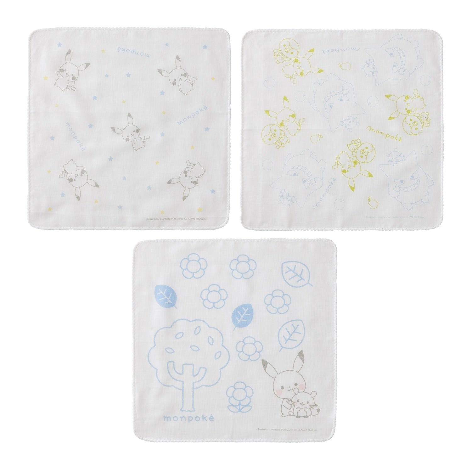Monpoke Made in Japan Gauze Handkerchief 3P