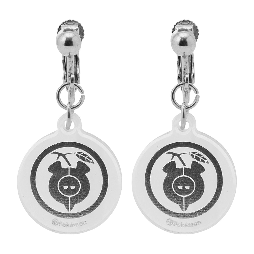 Pokemon Earrings with Poke Crest Kitakami no Sato Momowaro design from Japan, featuring intricate acrylic details