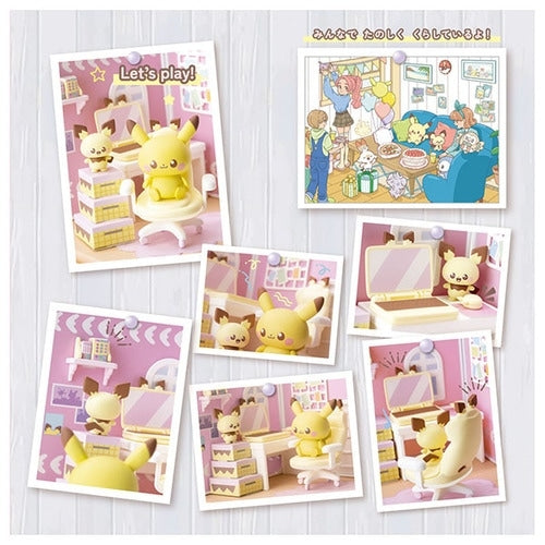 Authentic Japanese Poke Peace House Hobby Room Pichu & Pikachu collectible figure with detailed room setting