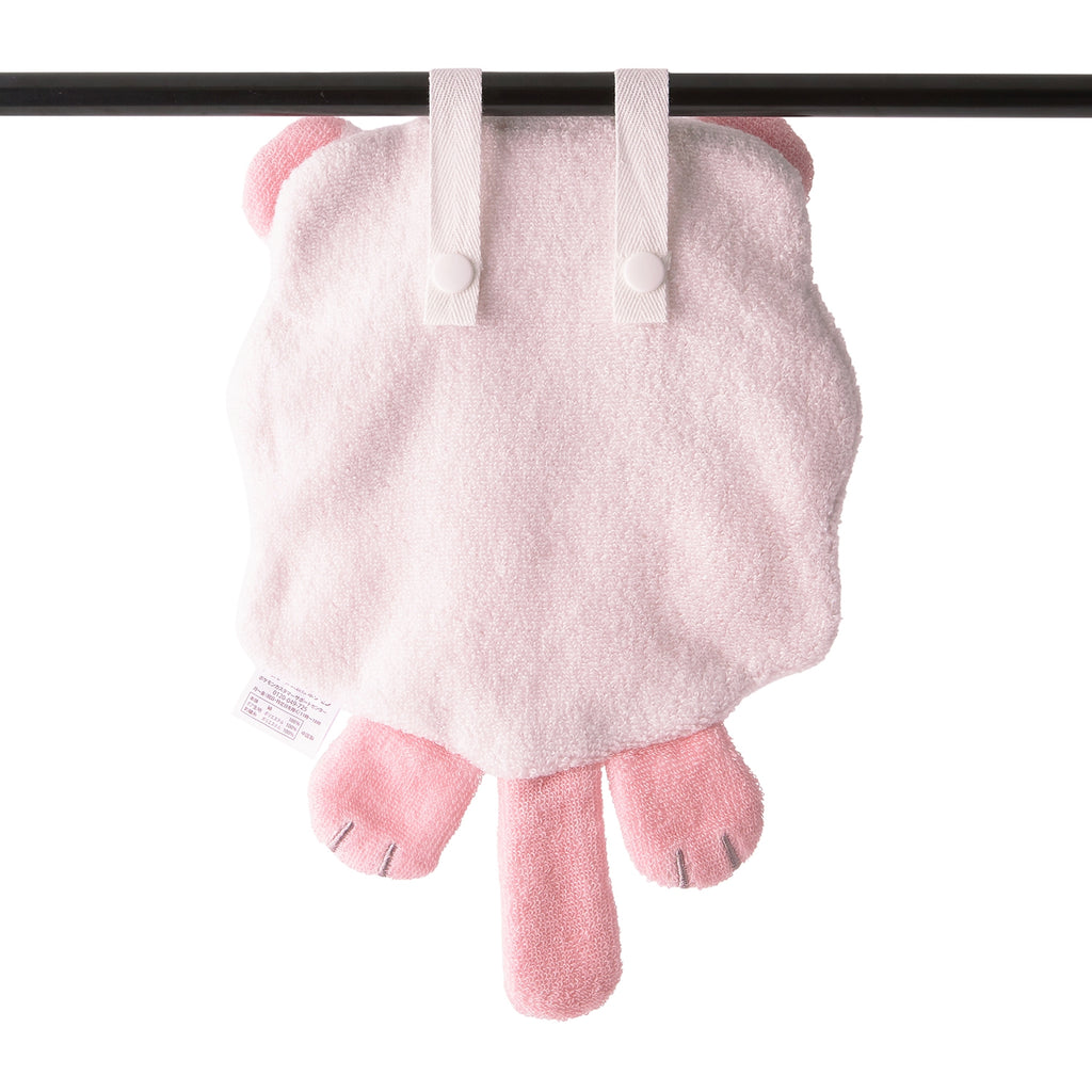 Die Cut Towel Pelopuff hanging on a wall, made in Japan