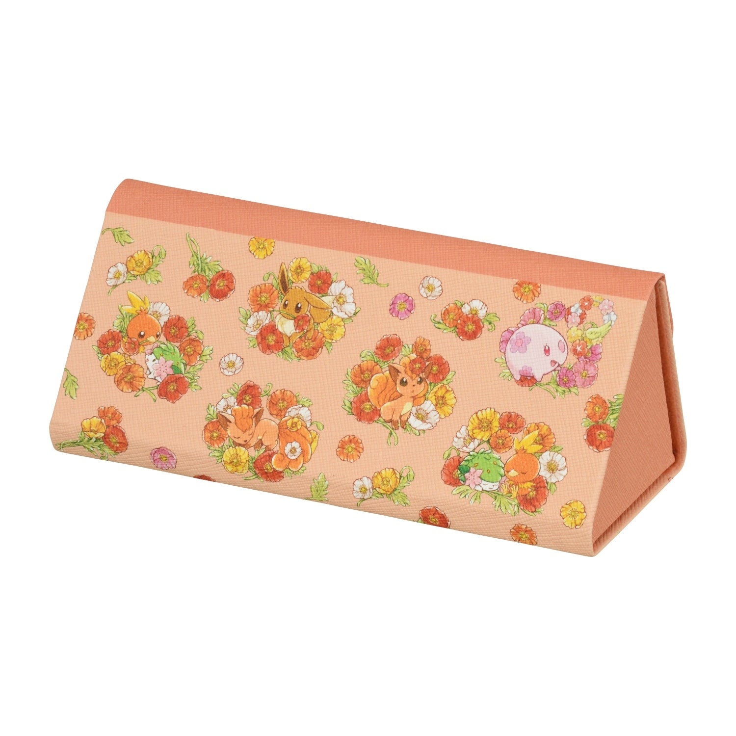 Detailed view of Pokemon glasses case Fleur de Coquelicot, showcasing Japanese craftsmanship