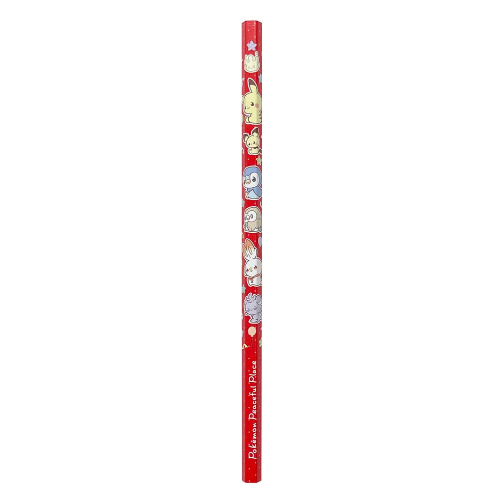 Close-up of Red Pencil Poke Piece with Japanese packaging