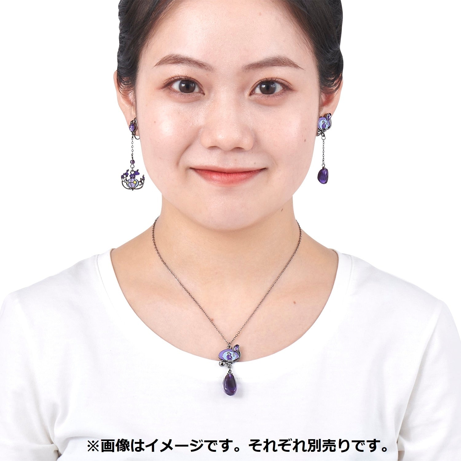 Authentic Pokemon SHINKA NO ISHI Rampler & Yami no Ishi earrings from Japan, chandelier style