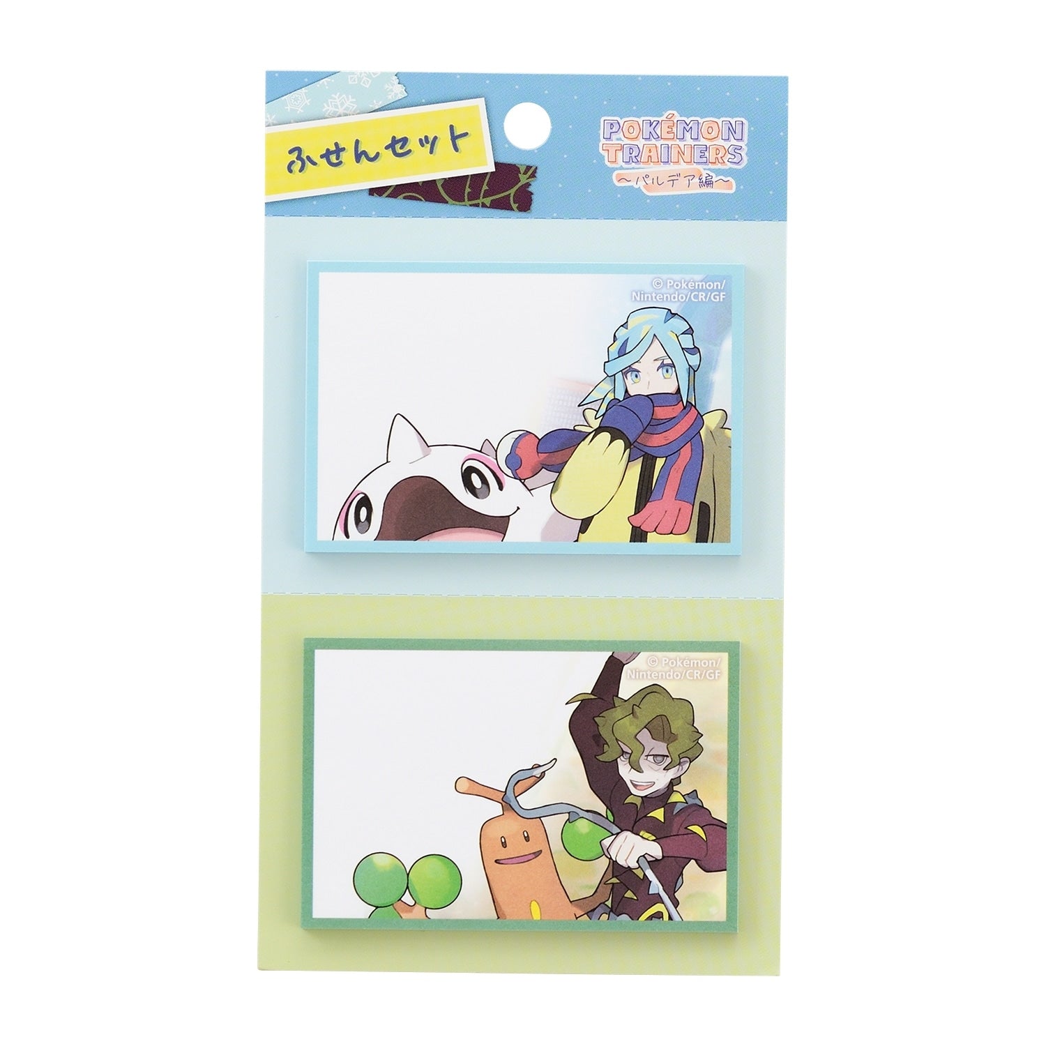 Sticky set POKÉMON TRAINERS Grusha & Corsa notebooks from Japan, featuring Pokémon Trainer character
