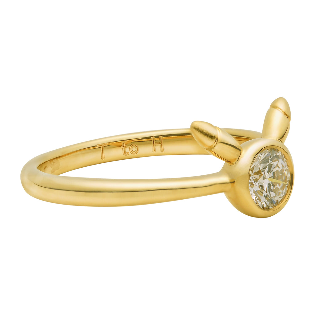 Japanese K18 Pikachu ring, Pokemon Center Online exclusive, top view