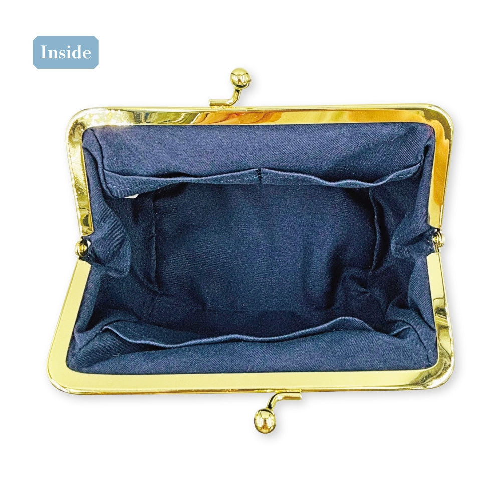 Clasp pouch Japanese pattern Blacky