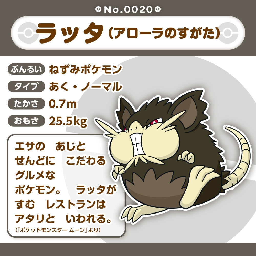 Pokémon Fit Plush – Alolan Raticate (#20) | Official Pokémon Center Japan