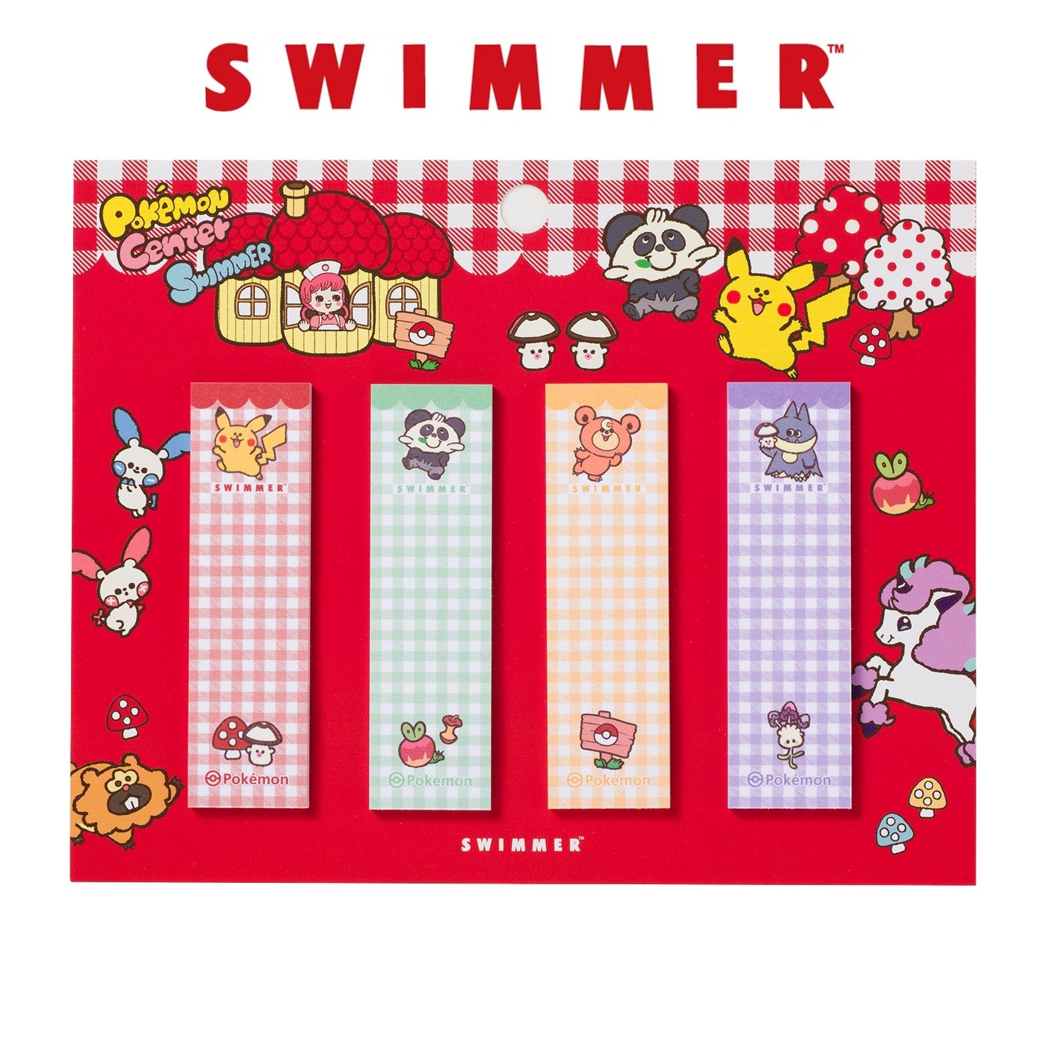 SWIMMER Sticky Set from Japan, cute Pokemon character on a colorful background