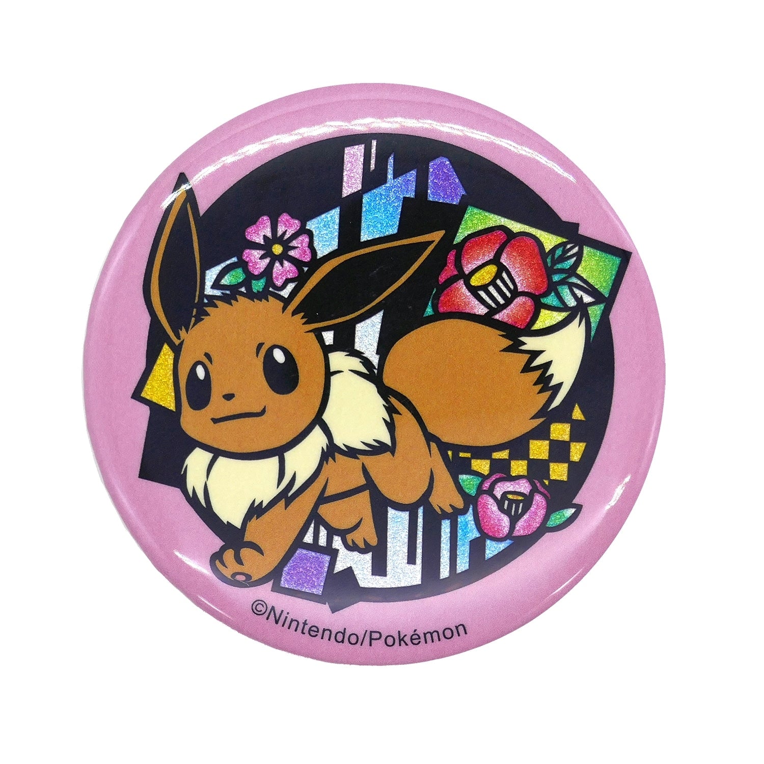 Eevee paper-cut series glitter can badge from Japan, featuring Normal-type Pokemon design