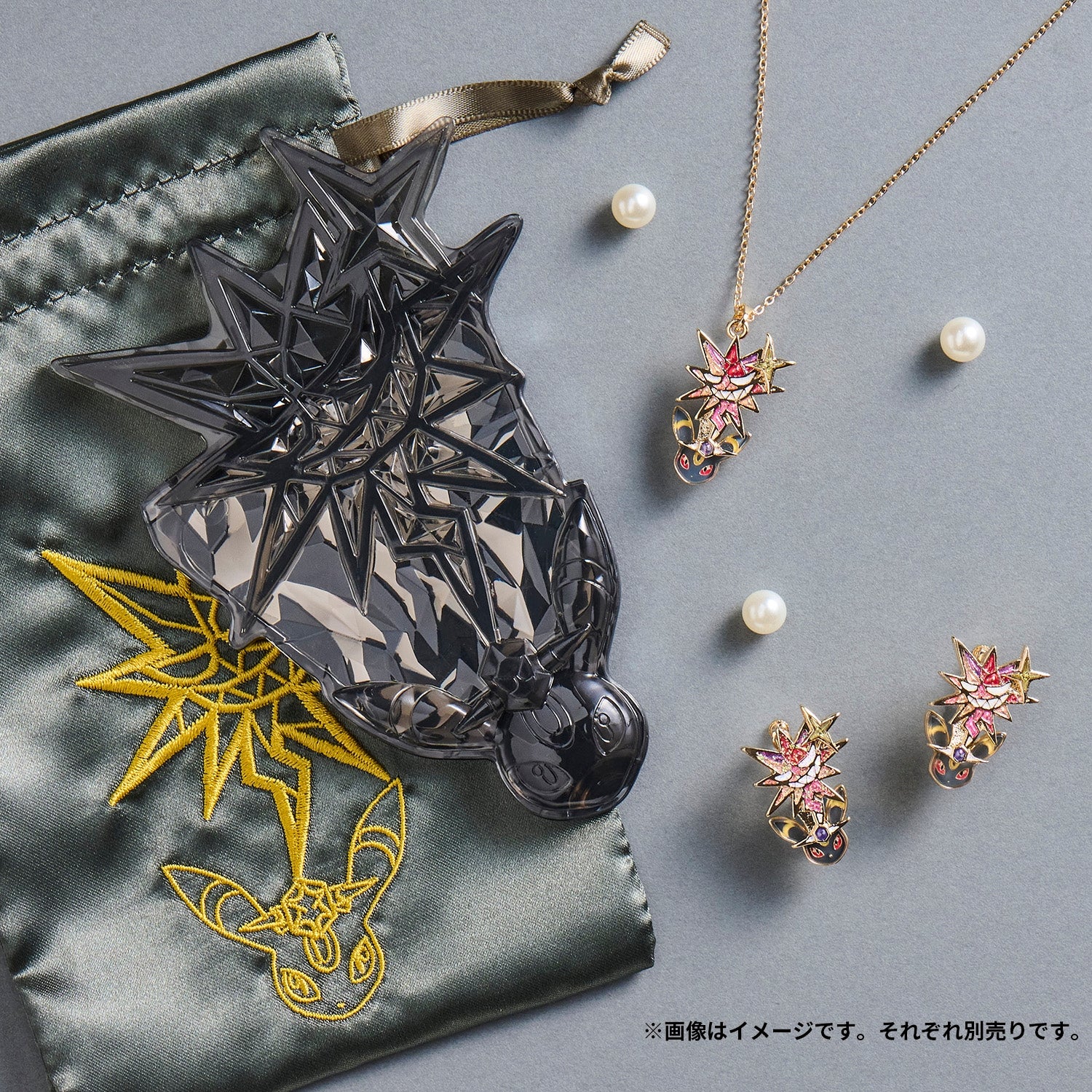 Pokémon Center Online exclusive Aku Terrace Star Blackie earrings, authentic Japanese collectible