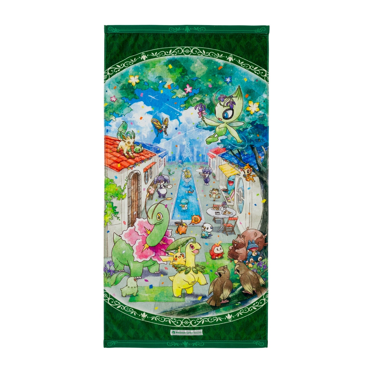 Celebi's Celebration bath towel with vibrant Pokemon design from Japan
