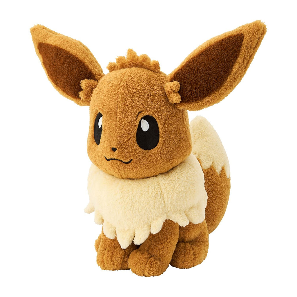 Authentic Japanese Pokemon Eevee plush with boa design, detailed and cute