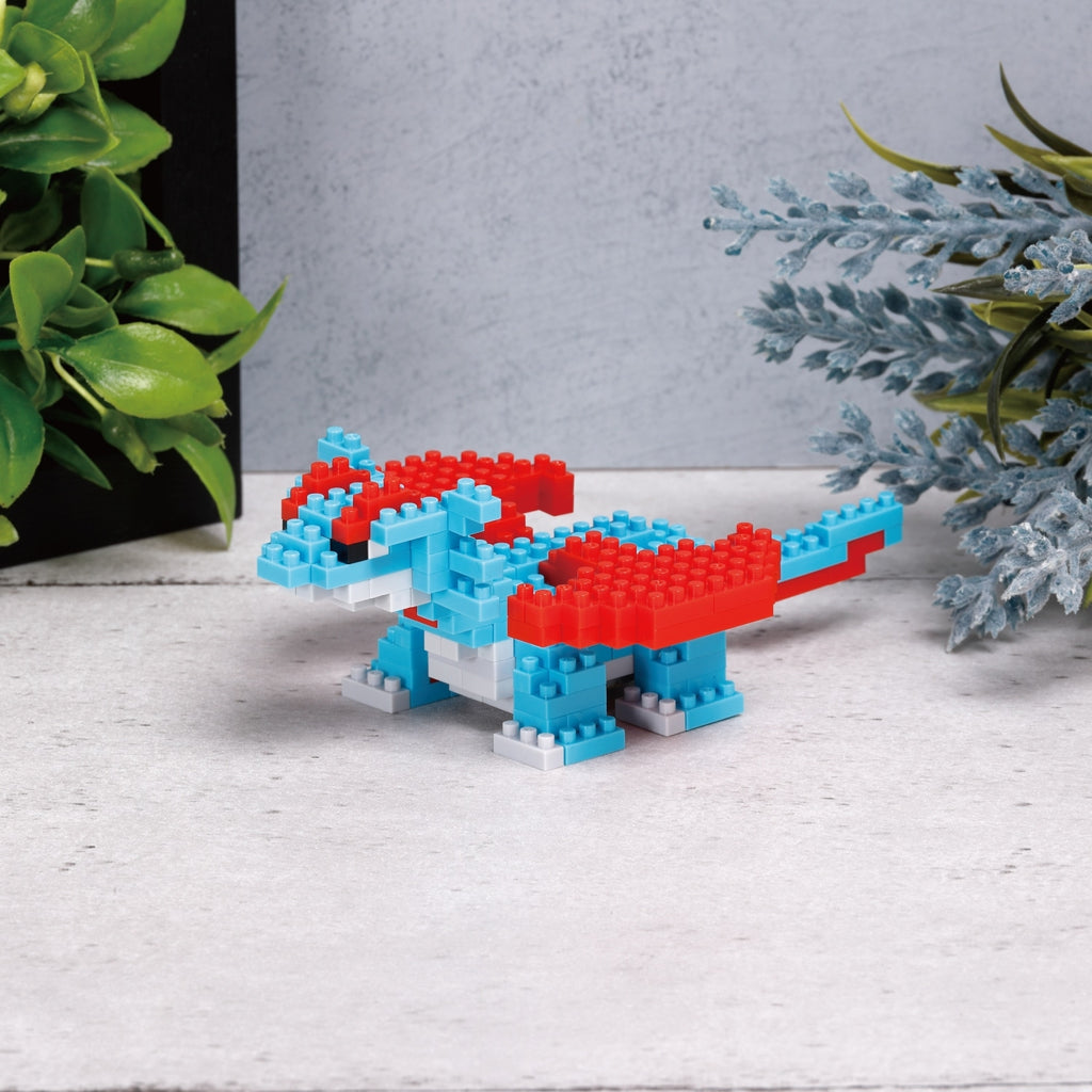 Nanoblock Bomanda collectible from Japan, displaying completed model with base