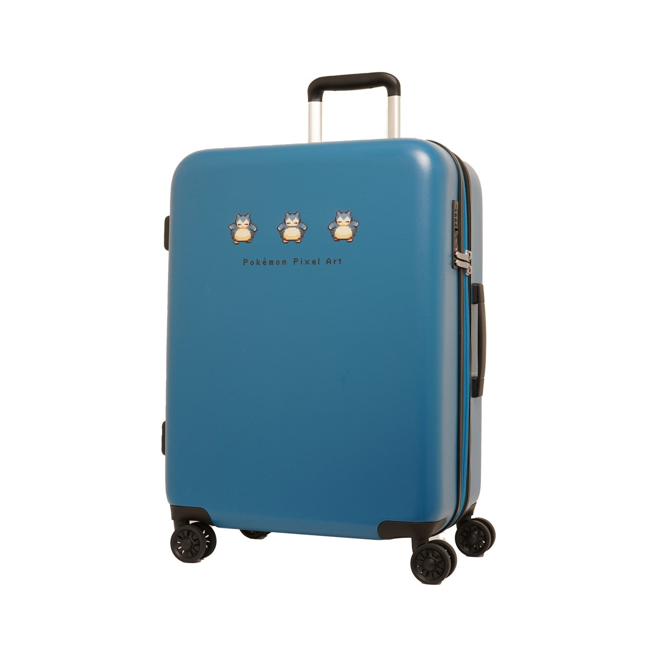 Pixel Art Suitcase M Blue Snorlax from Japan, featuring a unique pixel design