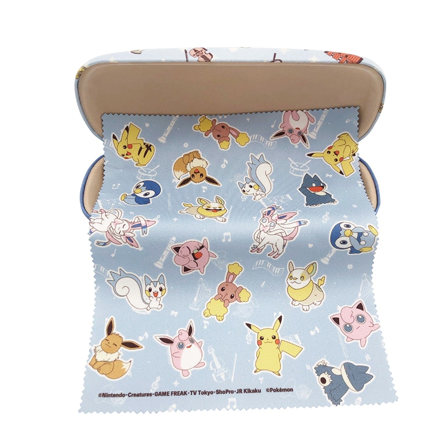 Blue glasses case with official Pokemon Center Japan Snubbull design