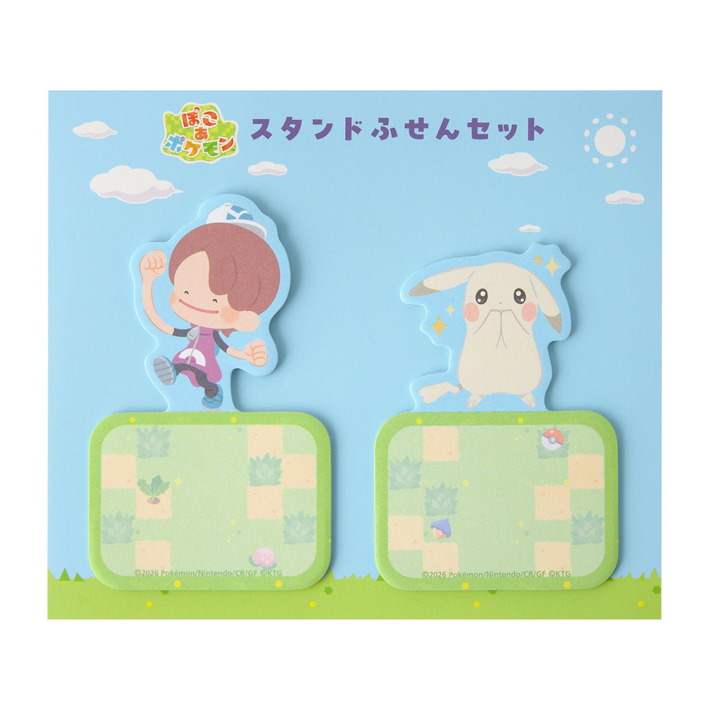 Poko A Pokemon Metamon & Pikachu Stand Sticky Set from Japan, featuring Pikachu and Metamon