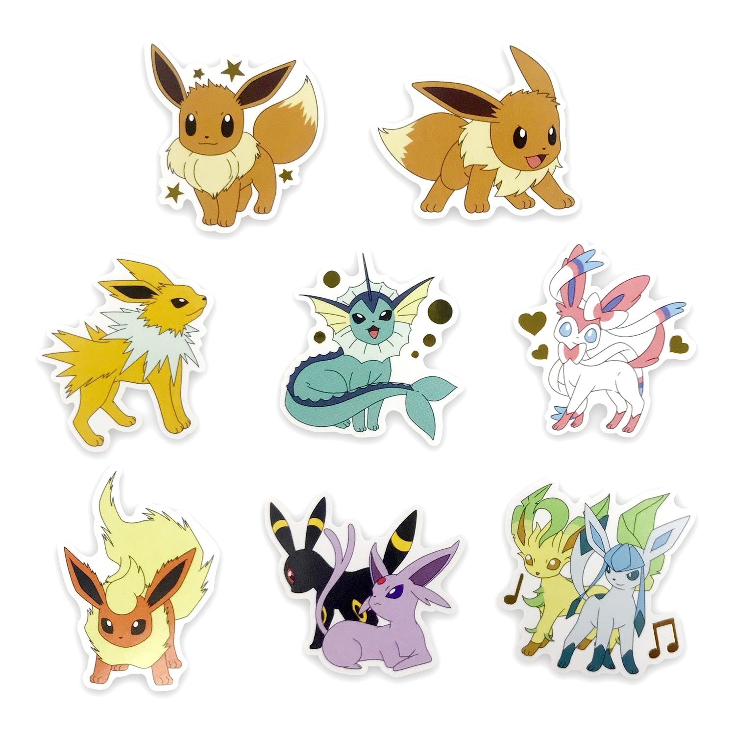 Pokemon Eevee evolution flake seals, authentic Japanese collectible item