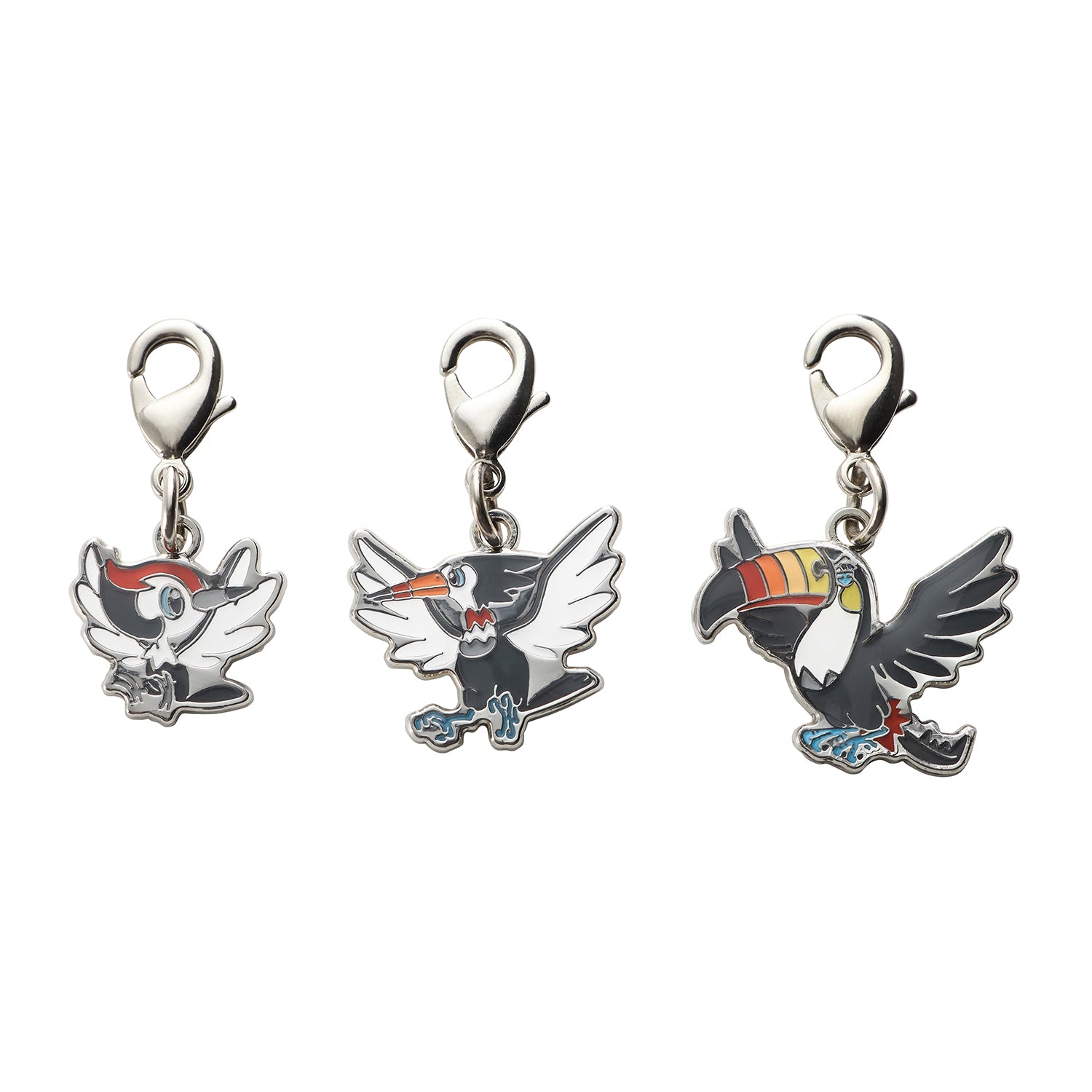 Pokemon metal charm #731 from Japan, featuring miniature Pokédex entry