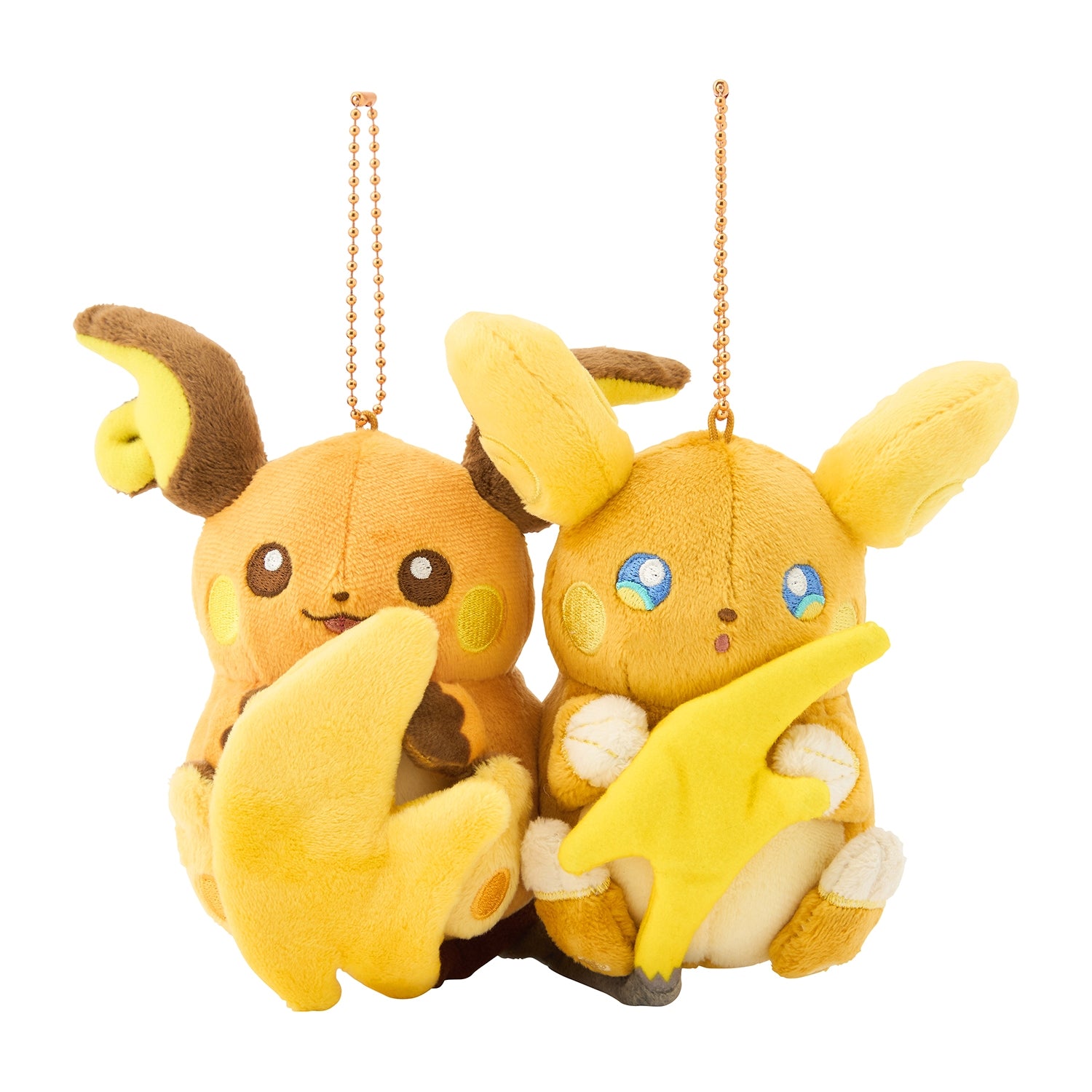 Raichu mascot from Japan, yellow electric mouse Pokemon with red cheeks