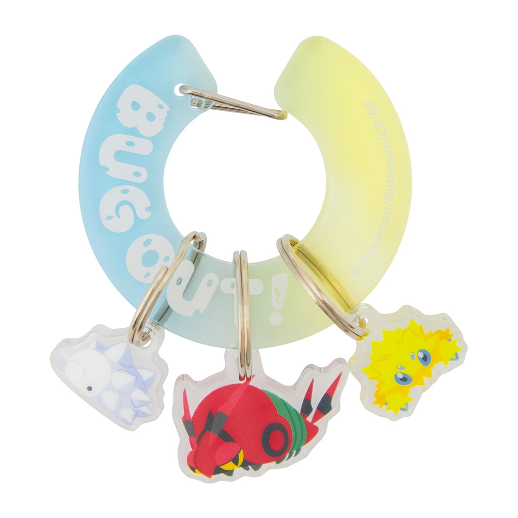 Pokemon BUG OUT! carabiner attached to a bag, showcasing its functionality from Japan