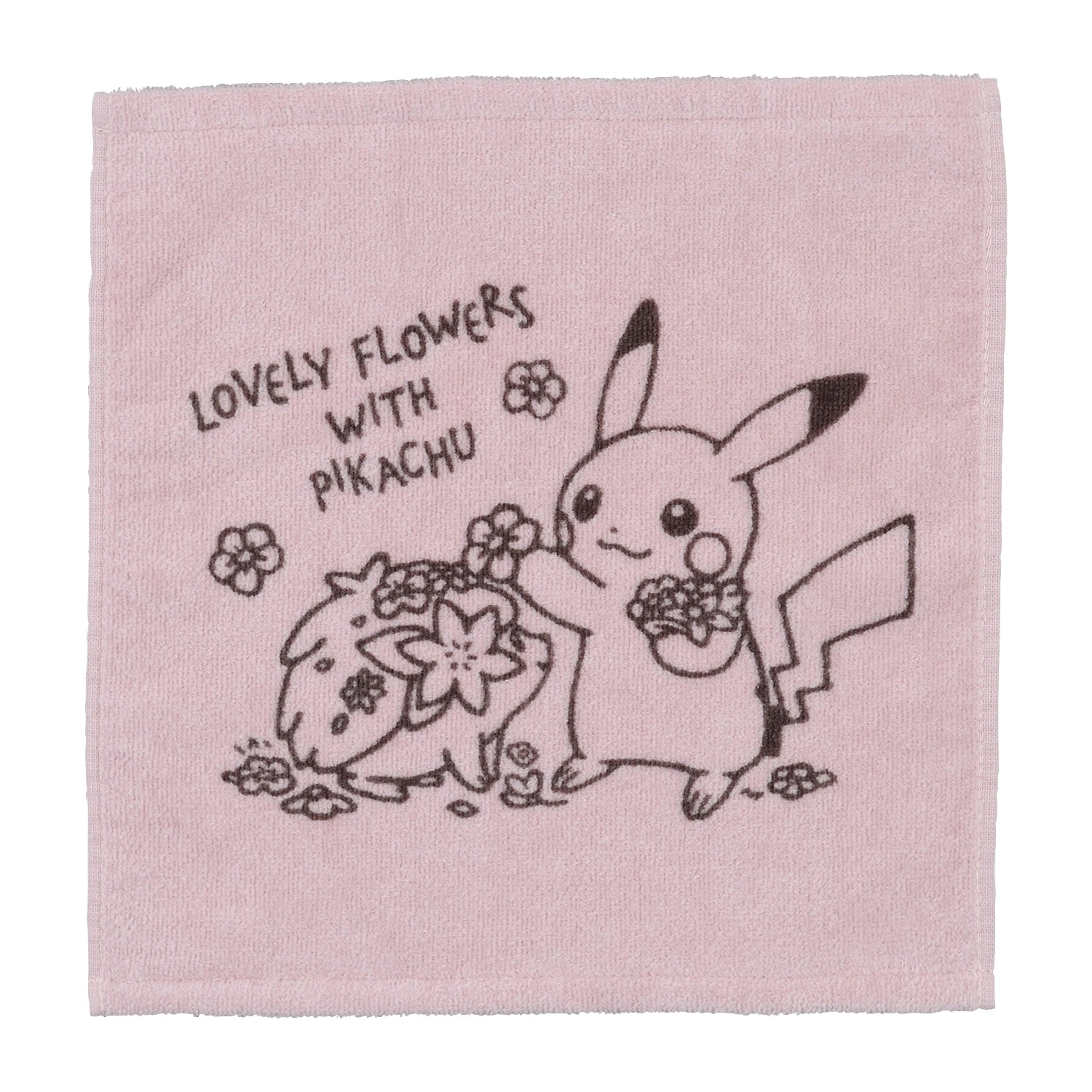 Lovely Flowers with Pikachu hand towel, pink, from Japan