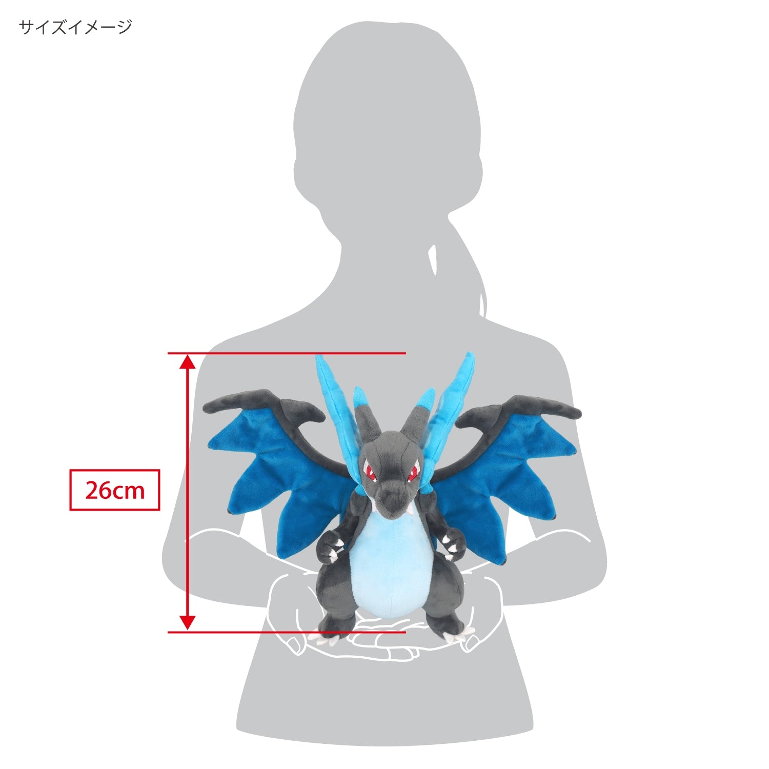 Mega Charizard X plush toy with Pokemon Center Online packaging from Japan