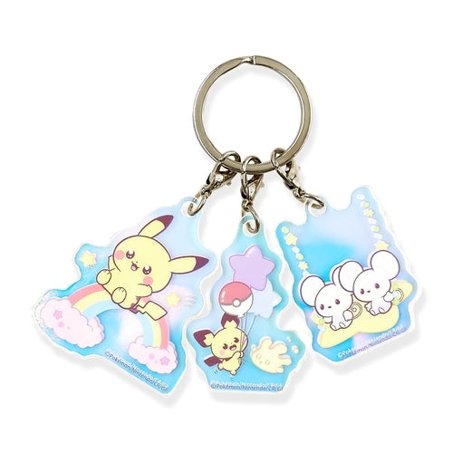 Aurora acrylic key chain set Pikachu, Pichu & Mahomiru from Japan, colorful characters