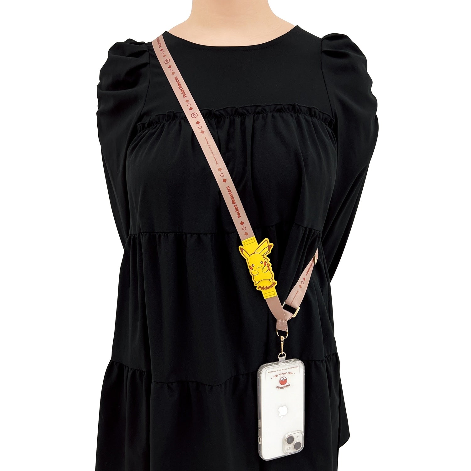 Shoulder strap Pikachu with rubber parts