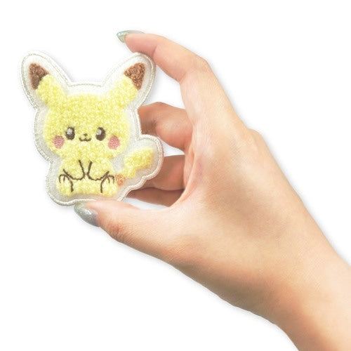 Sagara Badge Pikachu Pokepiece from Japan, showing back and front details
