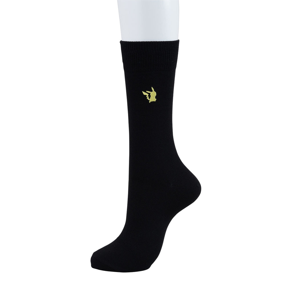 [Choice] Crew socks One point plain Pikachu BK (25-27cm)