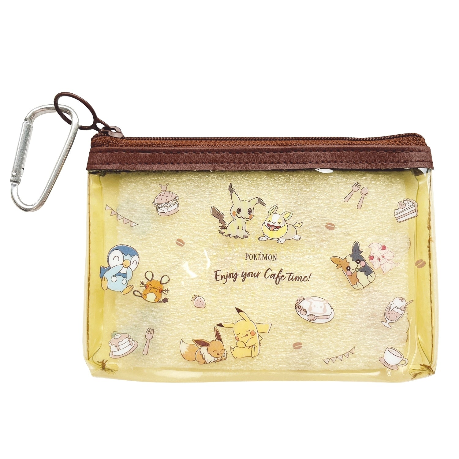 Pokemon Mini Pouch Cafe with carabiner from Japan, featuring colorful character design