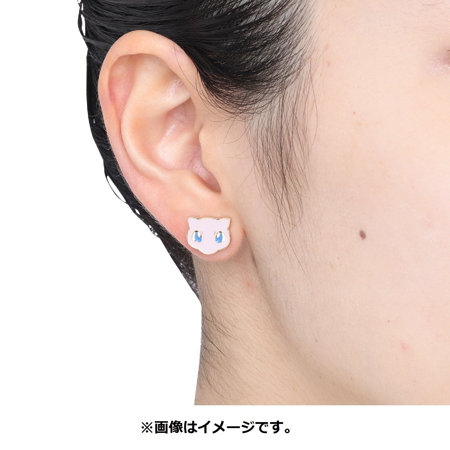 Close-up of Pokémon Earrings 3 Mew, showcasing detailed Mew face from Japan