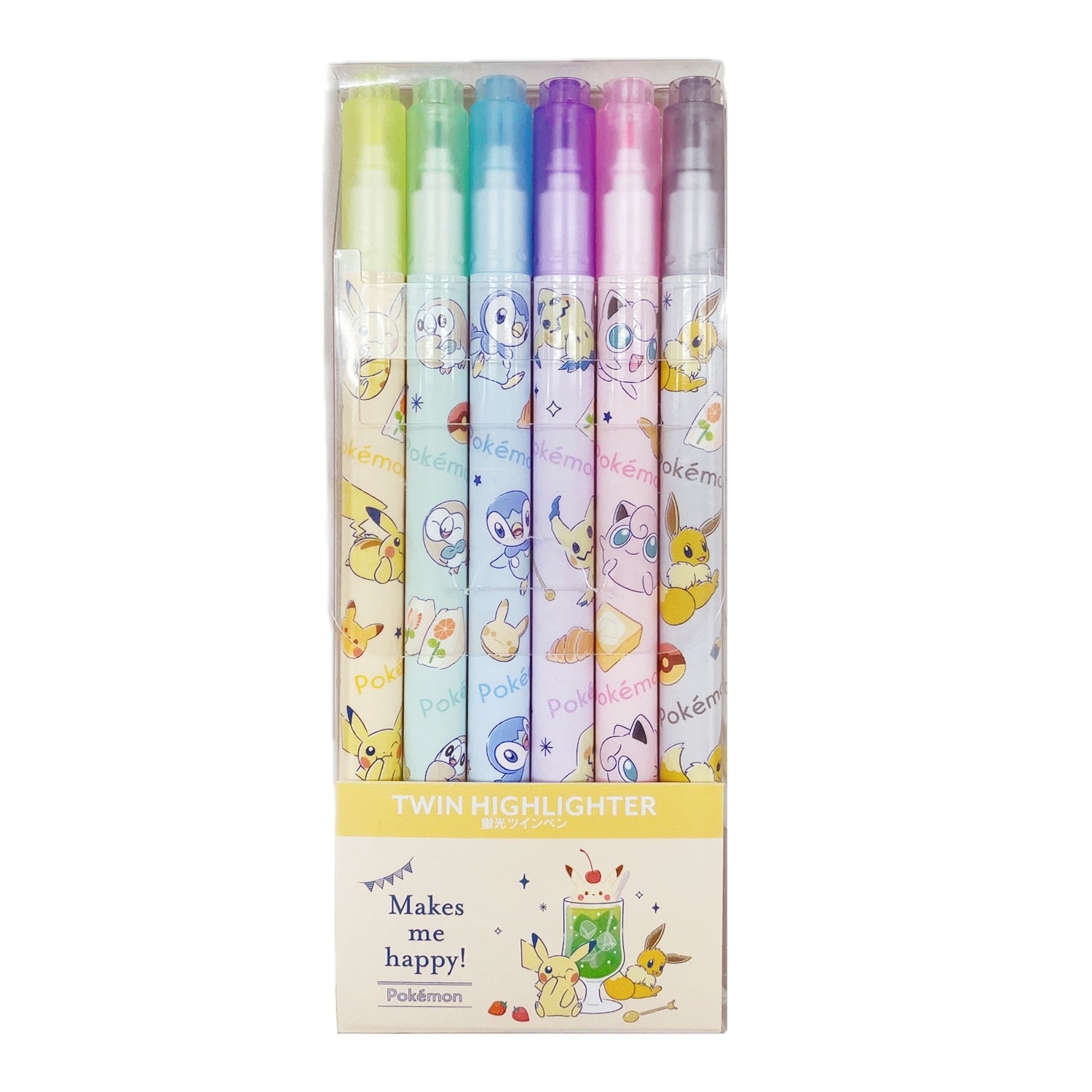 Pokemon Fluorescent Twin Pen Set with vibrant colors, from Japan
