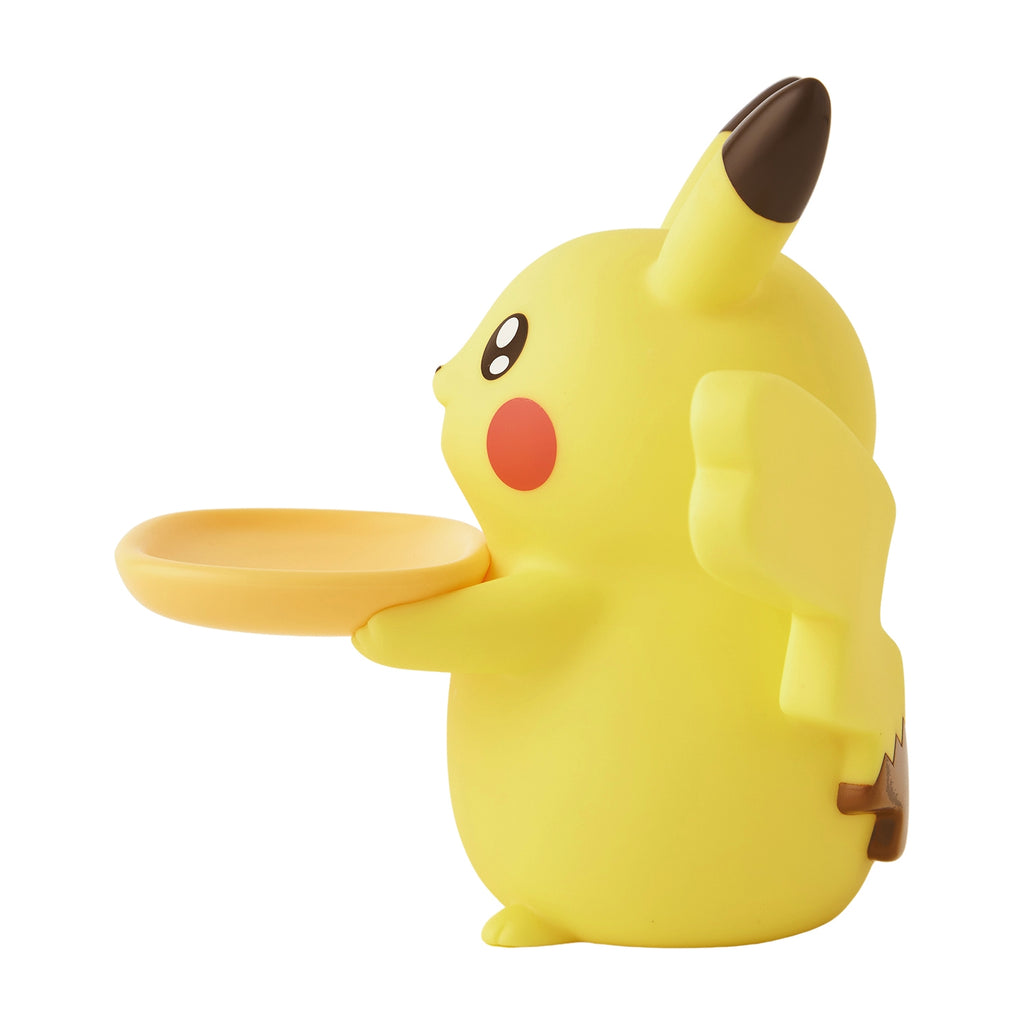 Close-up of Pikachu's face on the accessory tray, official Pokemon Center item