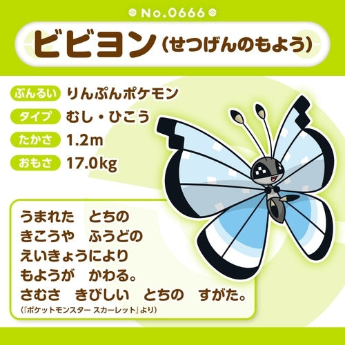 Pokémon Fit Vivillon Snow Flake Pattern Official Plush #666