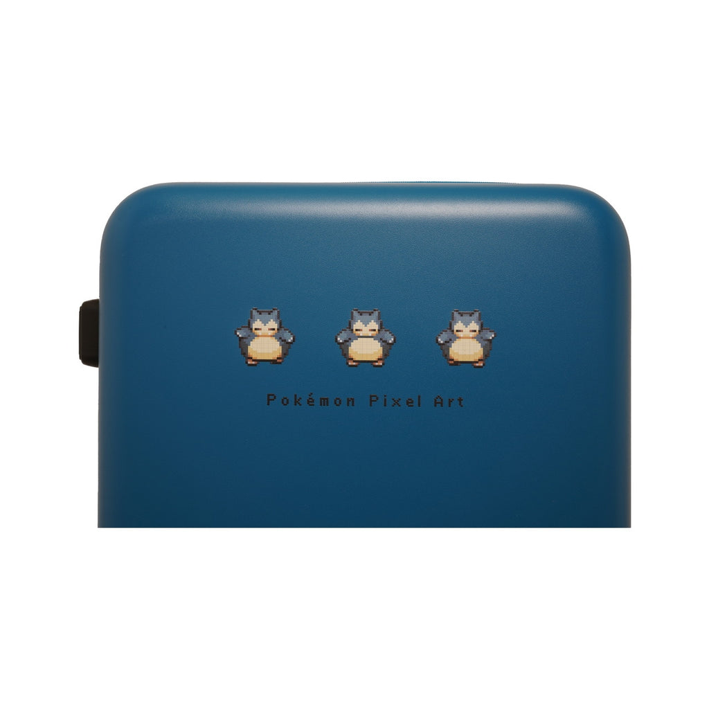 Snorlax Suitcase from Japan, showcasing a large 59L capacity and pixel art details