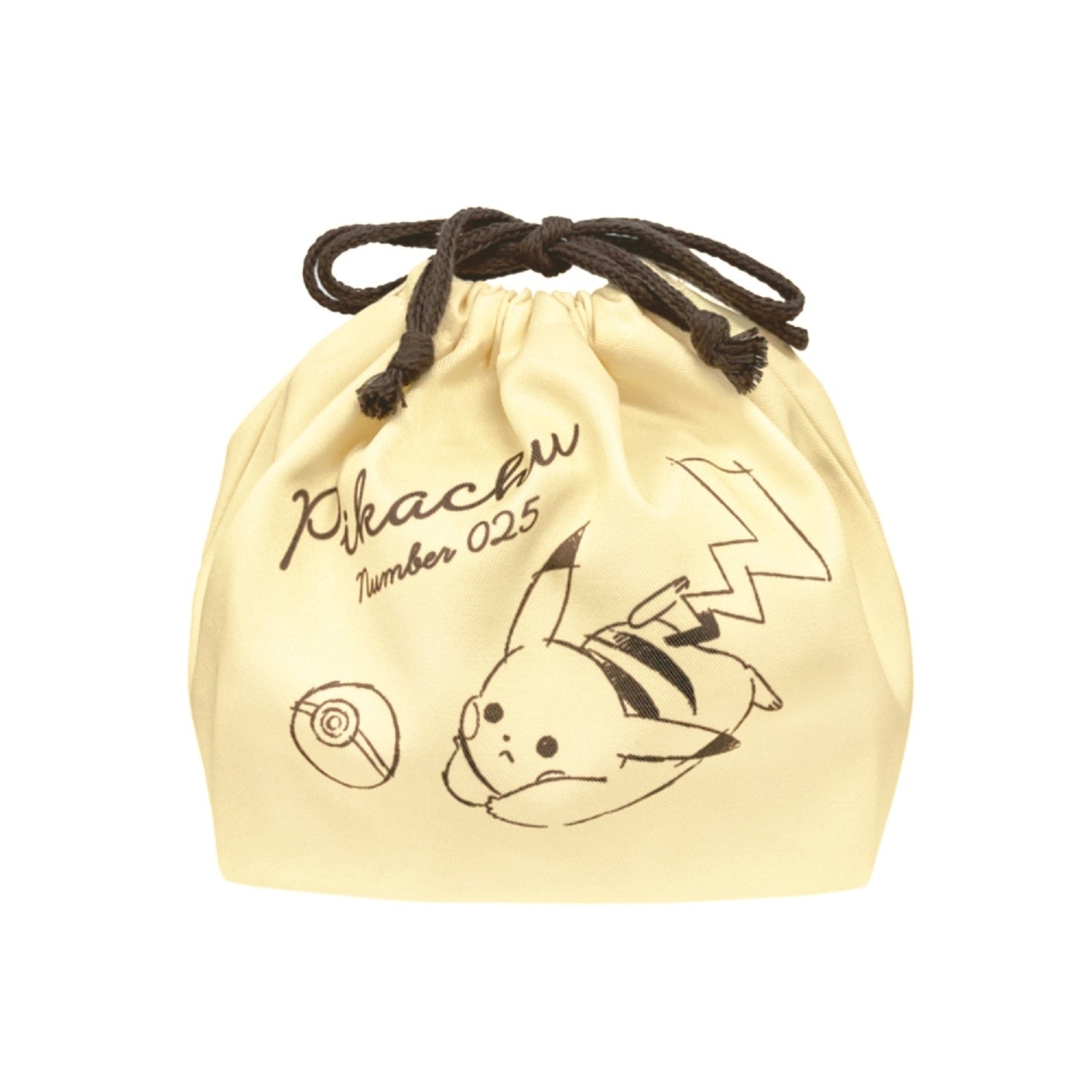 Antibacterial lunch drawstring bag "Pikachu number 025" yellow