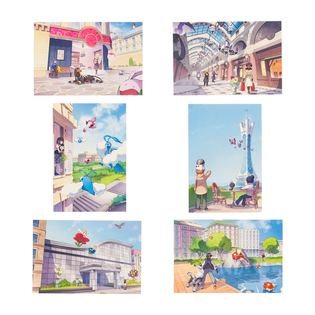 Set of 6 A2 posters and postcards Pokémon LEGENDS Z-A Miare City map
