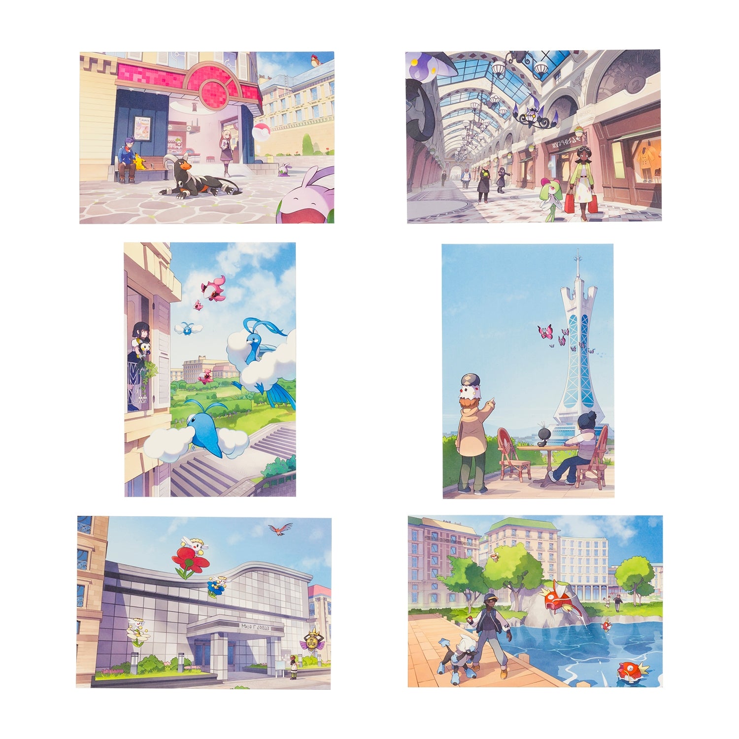 Set of 6 A2 posters and postcards Pokémon LEGENDS Z-A Miare City map