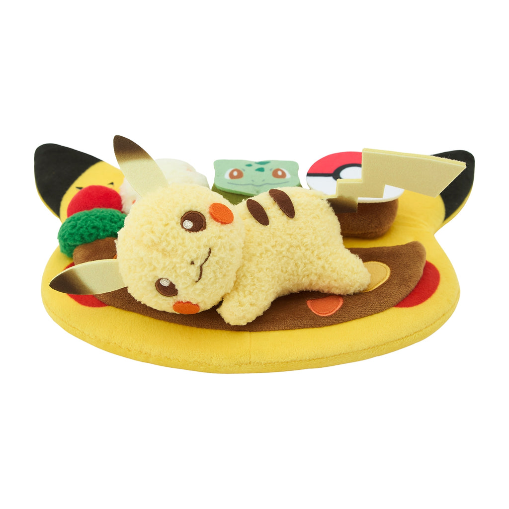 Pikachu plushie with cafe plate style from Japan, cute expression