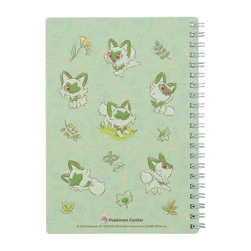 Official Pokemon Center Japan notebook featuring Sprigatito, a Grass-type cat Pokemon from Japan