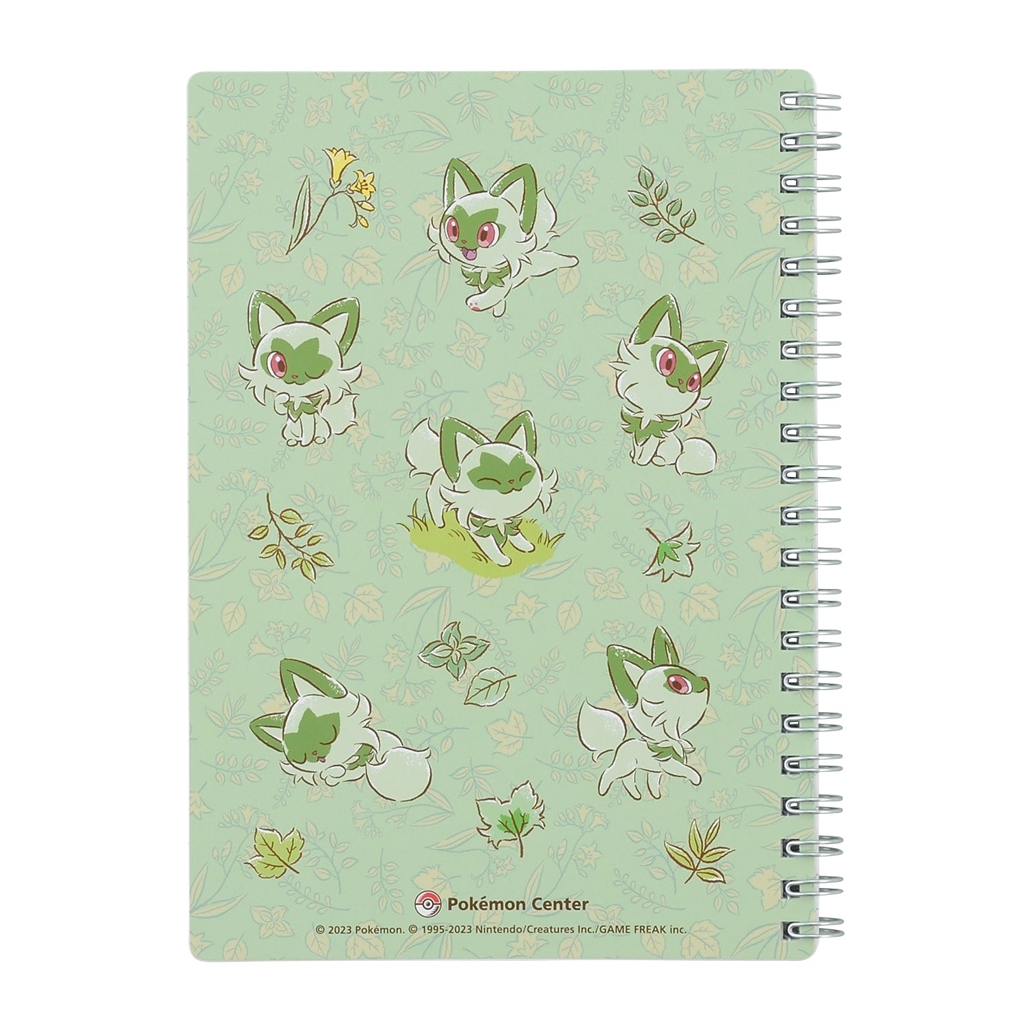 Official Pokemon Center Japan notebook featuring Sprigatito, a Grass-type cat Pokemon from Japan
