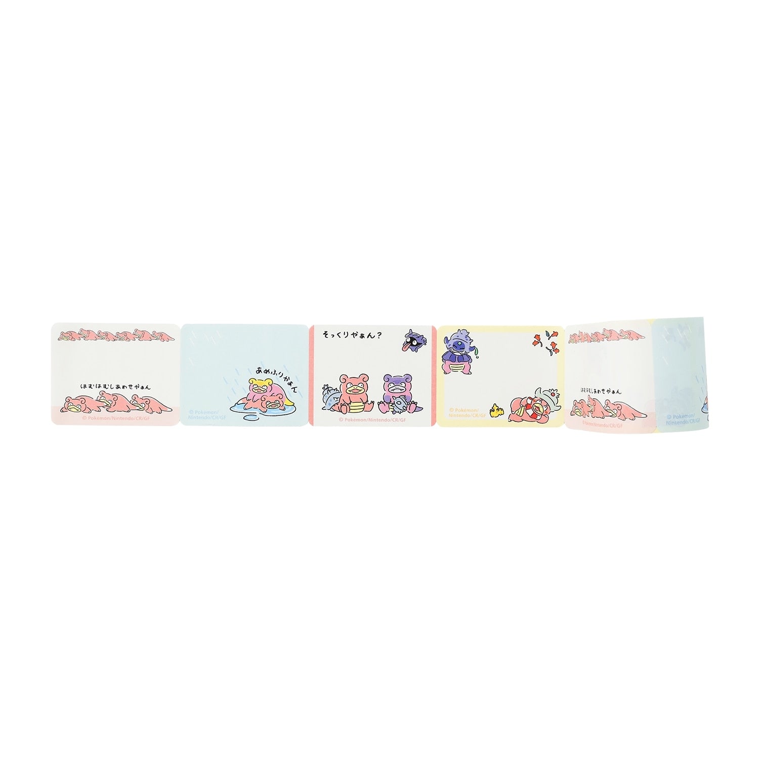 Close-up of Pokemon Japan Roll Sticky Notes with Dondon and Donkan Yaan design